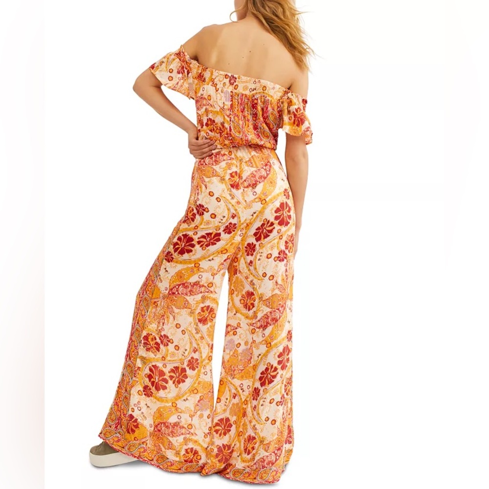 Free People Carmen Off The Shoulder Jumpsuit Medium Golden Gate Boho Festival - Picture 3 of 6